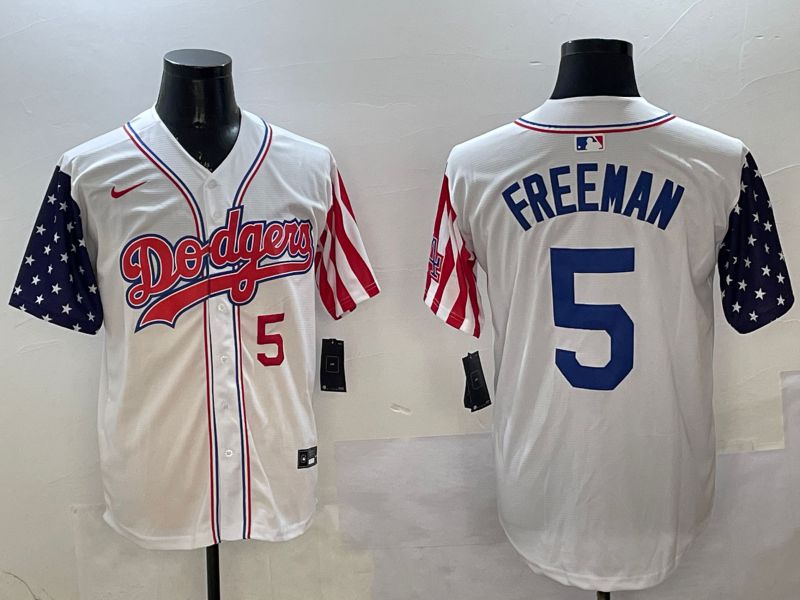 Men Los Angeles Dodgers 5 Freeman White a generation of national flags Joint name 2025 Nike MLB Jersey style 10
